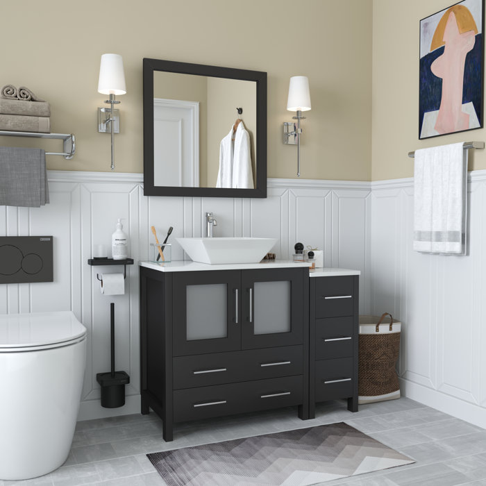Wade Logan® Karson 42'' Single Bathroom Vanity with Engineered Marble